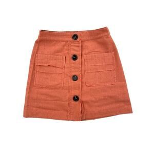 Honey Belle - High Waist Button front Mini Skirt in Terracotta